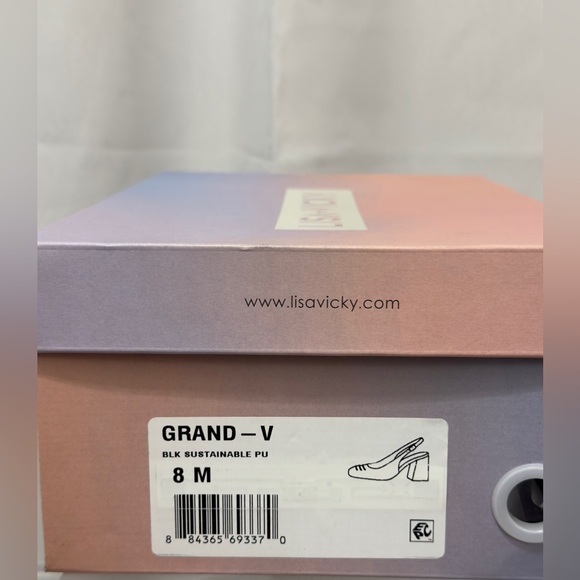 Lisa Vicky Black Chic Sturdy Closed Square Toe Slingback Block Heels US 8M. NWT - Picture 8 of 13